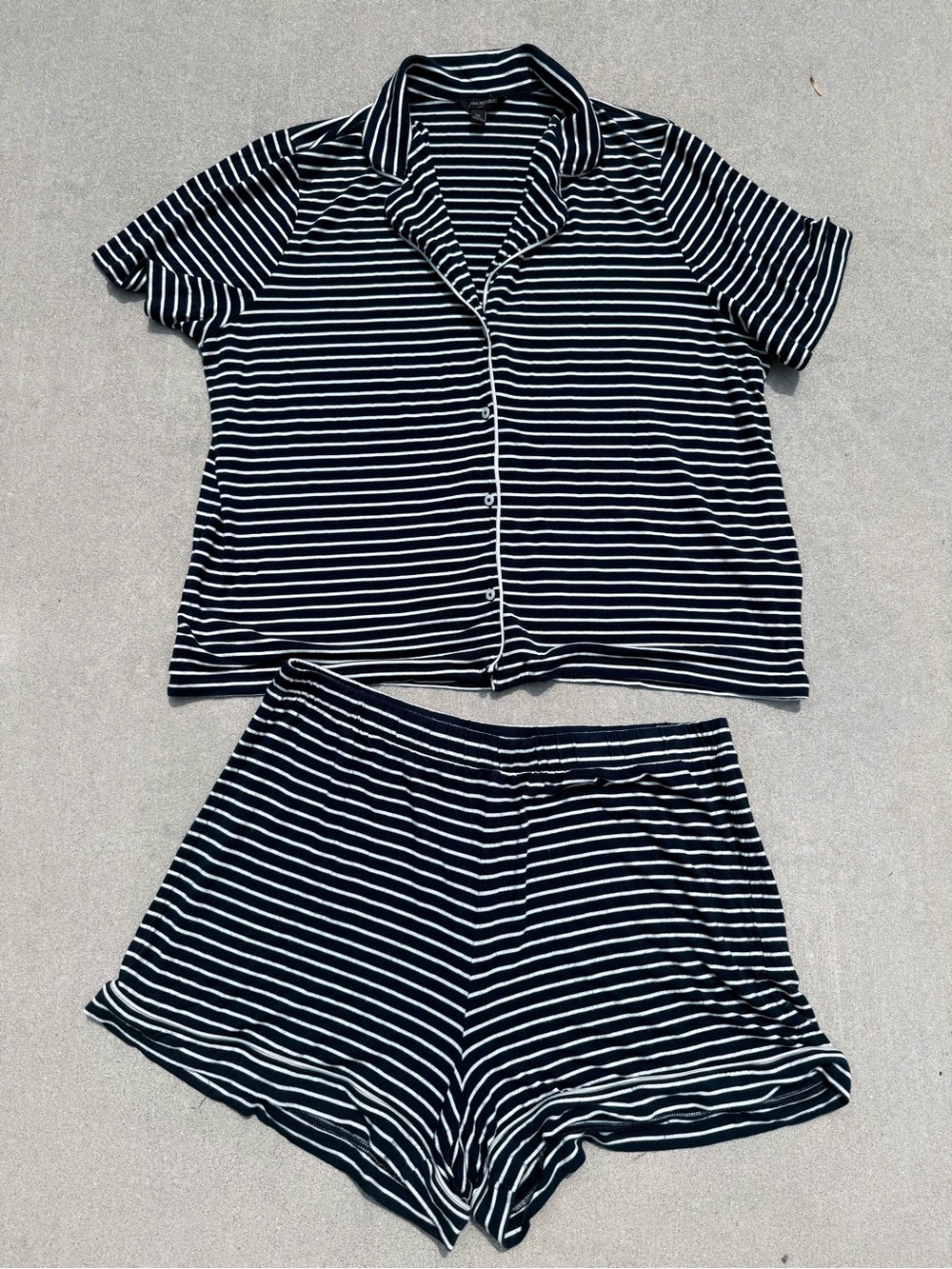 Banana Republic Navy & White Striped Short Pajama Set